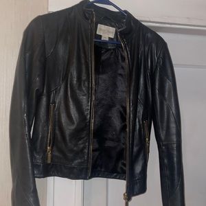 Black Real Leather Bomber Jacket